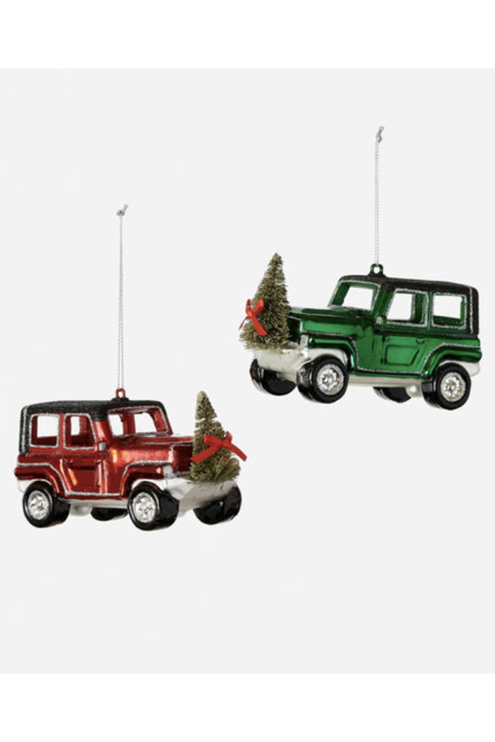 Glass Ornament - Festive Jeep