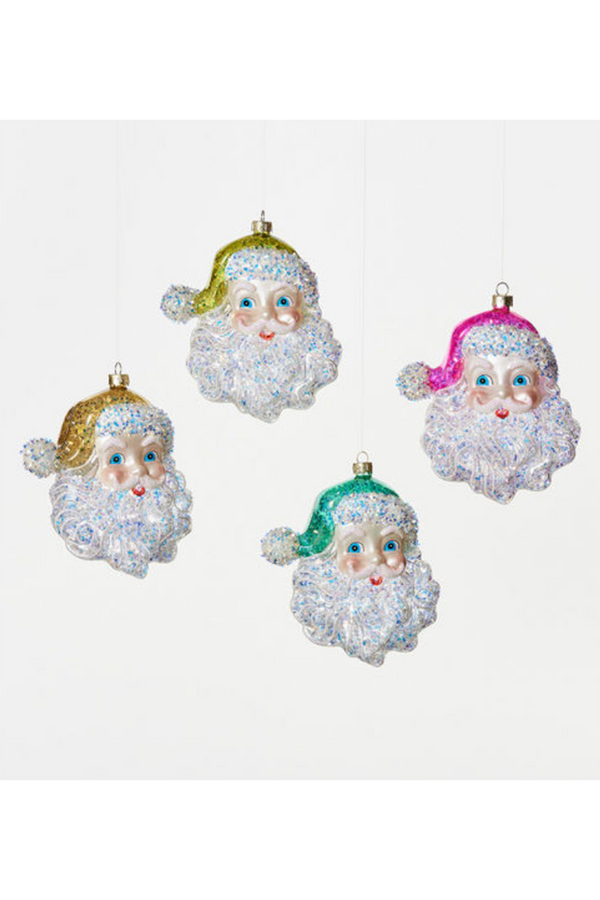 Glass Ornament - Iridescent Cheerful Santa