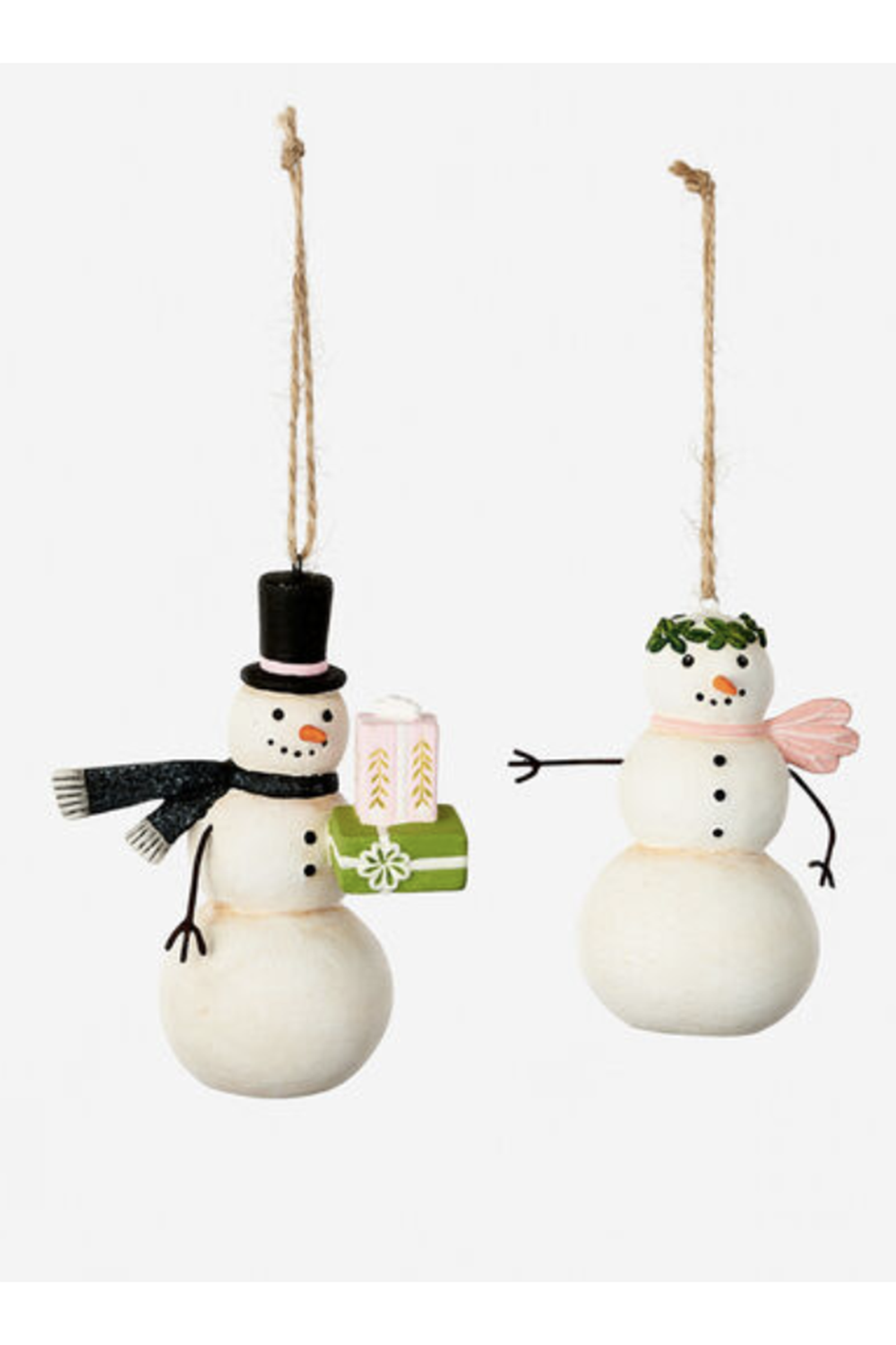 Funky Ornament - Gift Snowman / Snow Lady