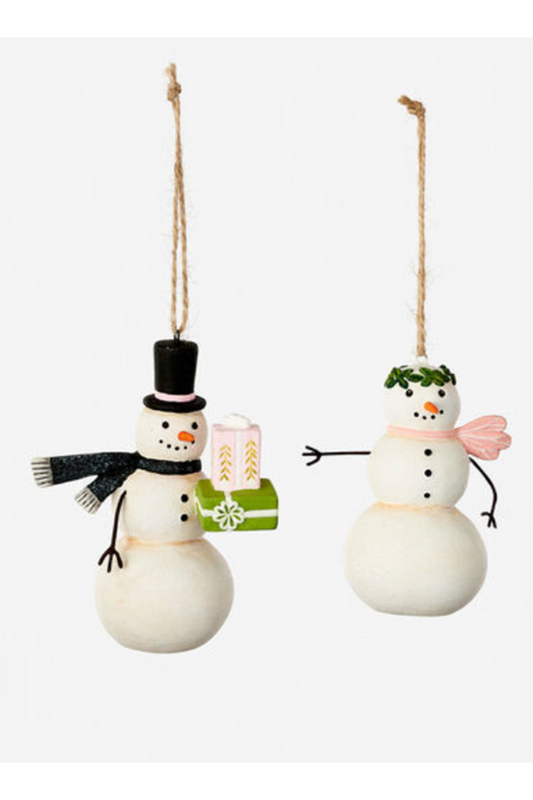 Funky Ornament - Gift Snowman / Snow Lady