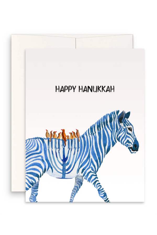 Liyana Holiday Card - Hanukkah Zebra Menorah