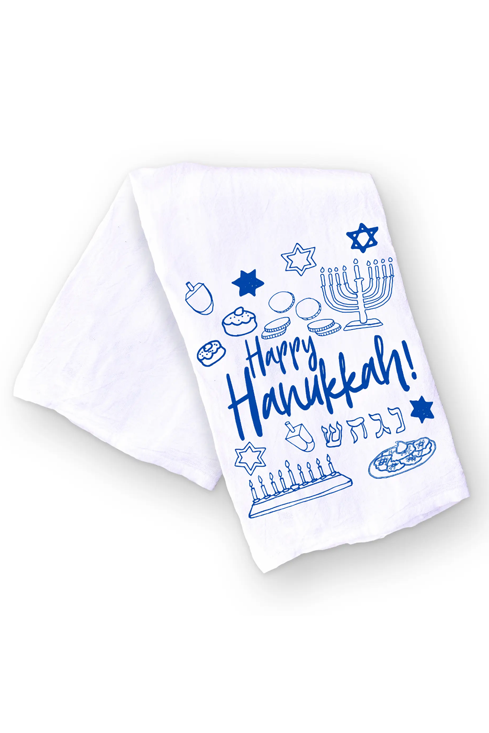 Hanukkah Kitchen Towel - Menorah + Icons