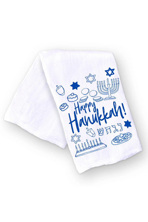 Hanukkah Kitchen Towel - Menorah + Icons