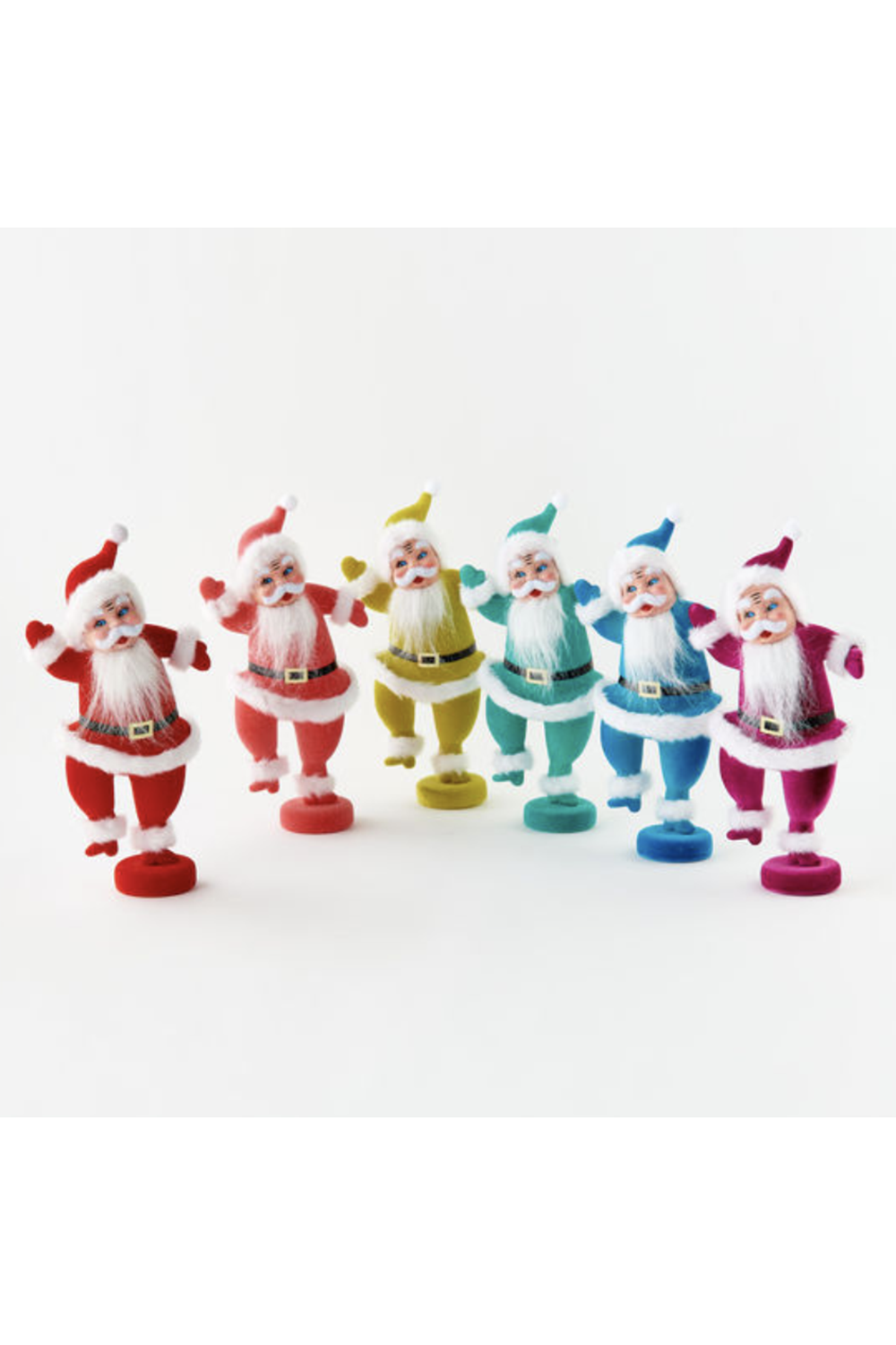 Flocked Santa on Pedestal Figure