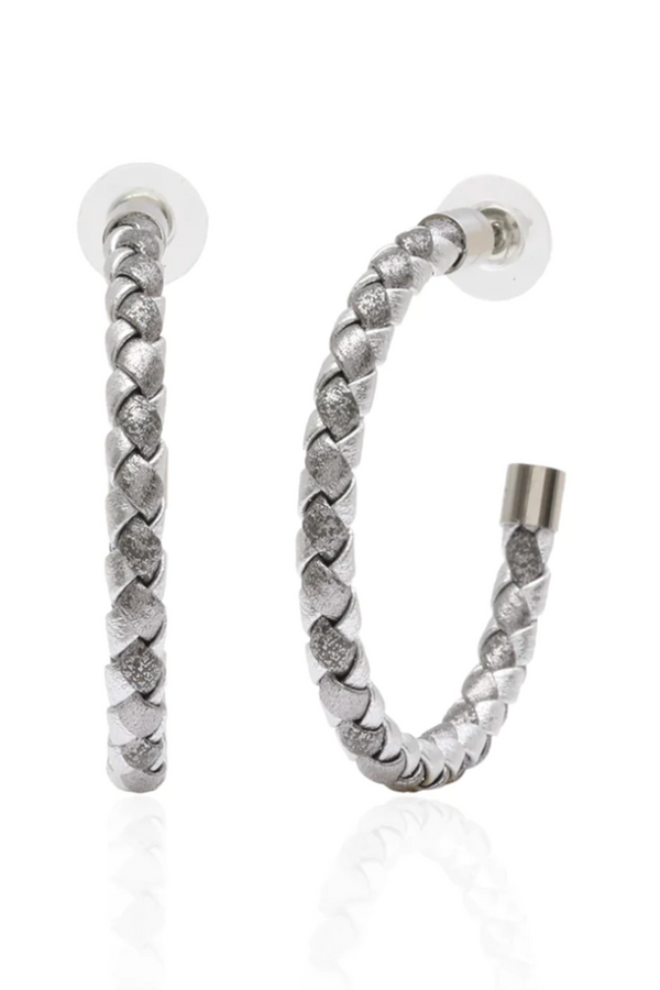 Keva Braided Hoop Earring - Silver + Pewter
