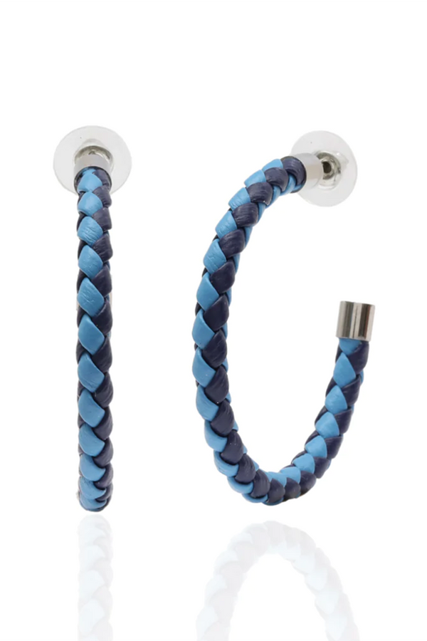 Keva Braided Hoop Earring - Double Blue