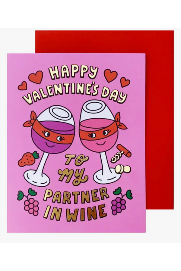 Social Valentine's Day Greeting Card - Partner in Wine