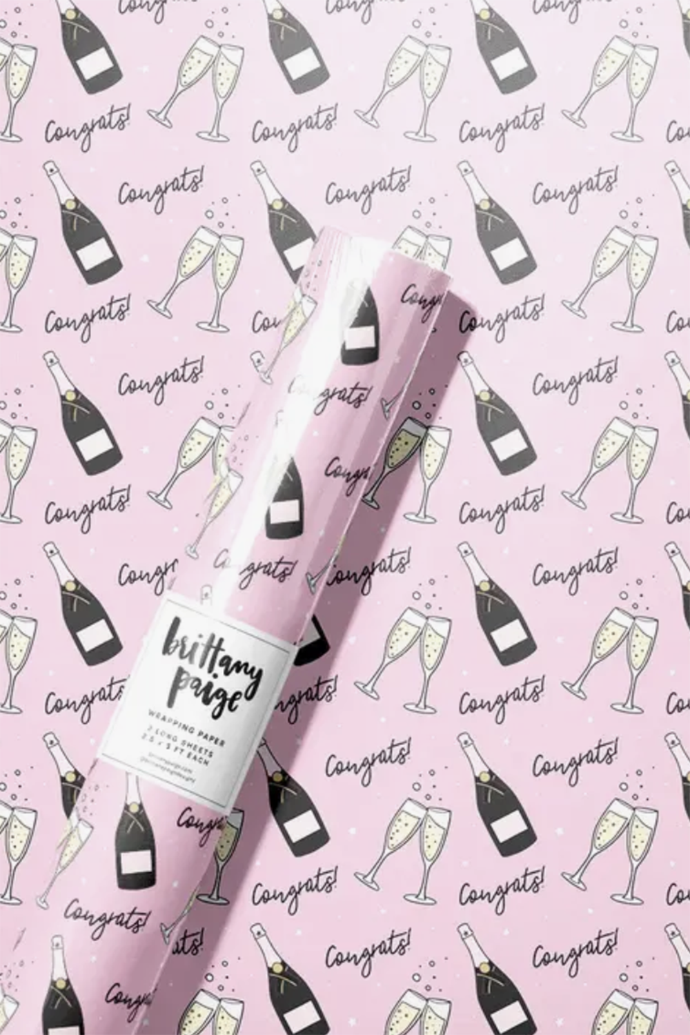 Trendy Wrapping Paper - Congrats Champagne