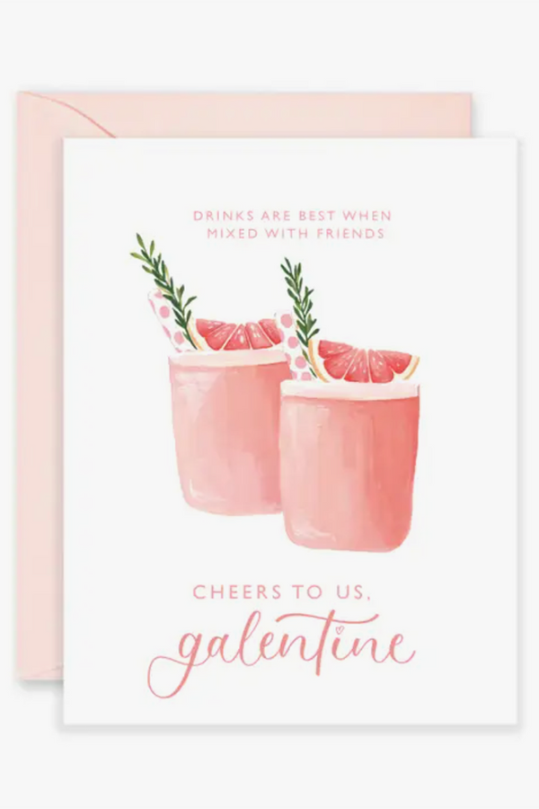 Isabella Single Valentine's Day Card - Galentine Pink Cocktails