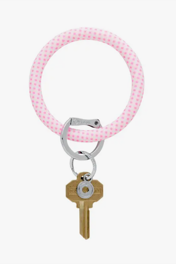 Silicone Big O Key Ring - Gingham Tickled Pink