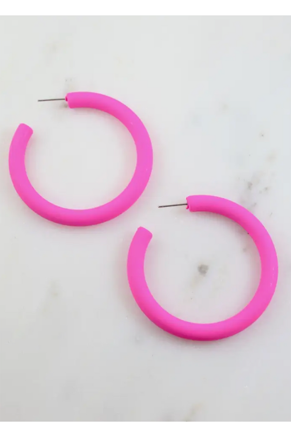 Yoest Coated Hoop Earring - Hot Pink