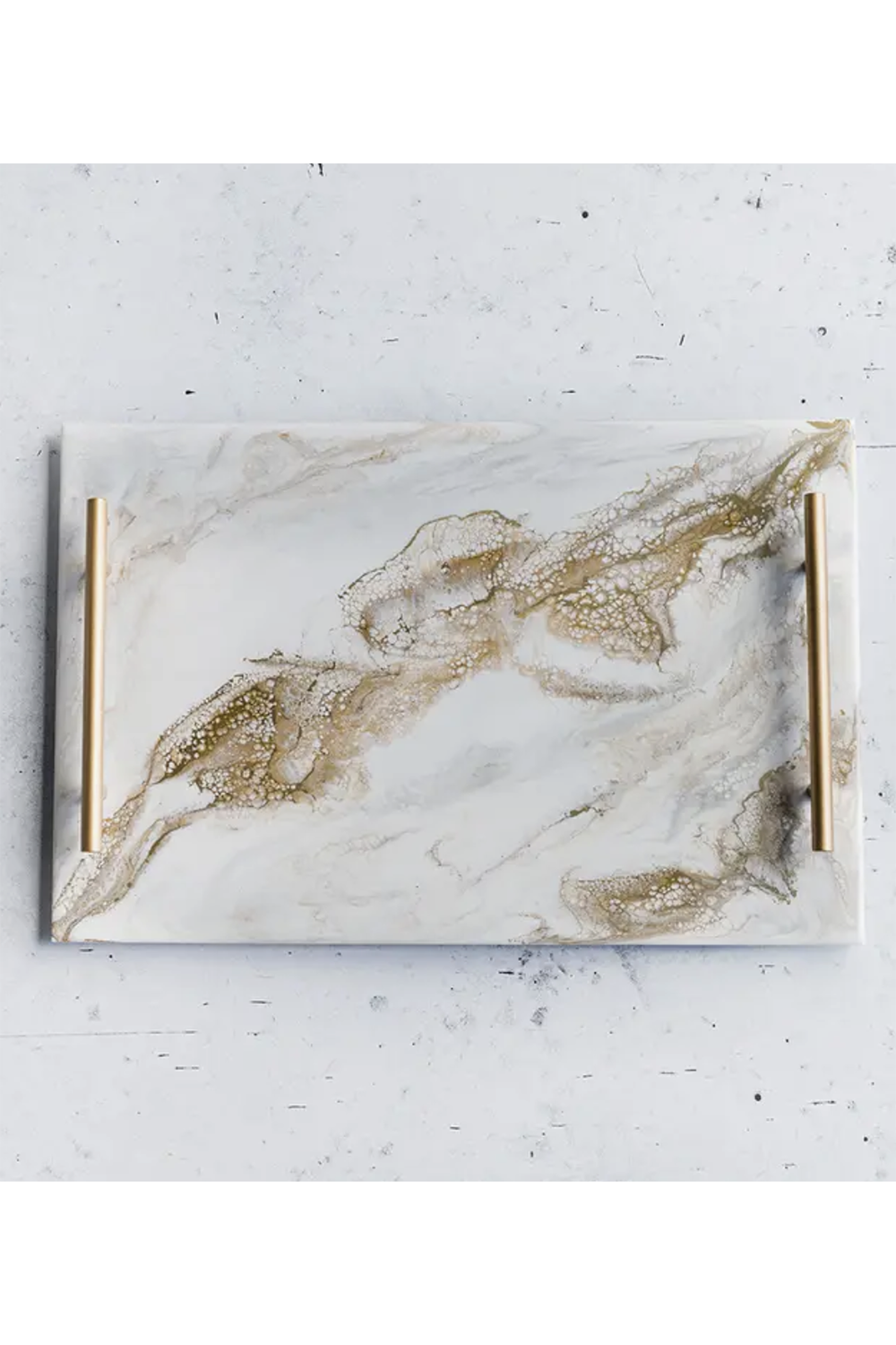 Resin Serving Tray with Handle - Gold Quartz
