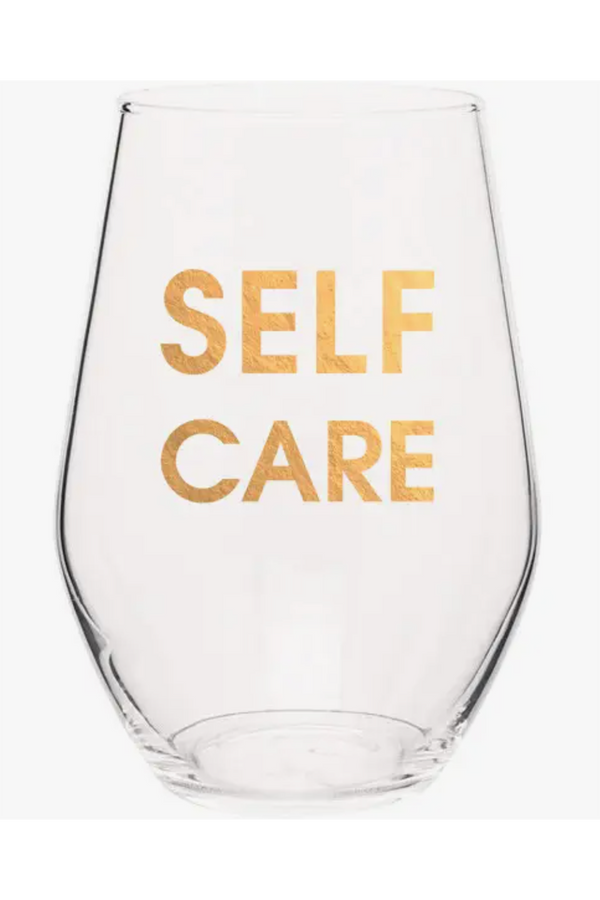 Gold Foil Wine Glass - Self Care