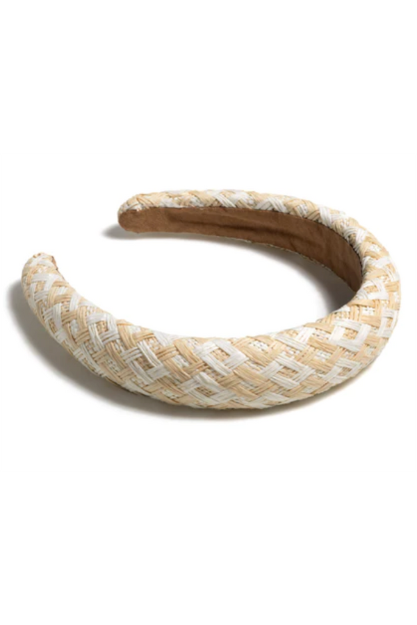 Fashion Women's Headband - Padded Straw Ivory