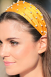 Fashion Women's Headband - Pearl Wide Yellow