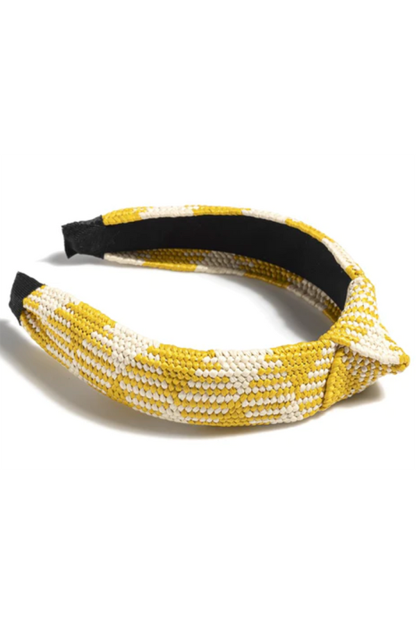 Fashion Women's Headband - Knotted Straw Yellow