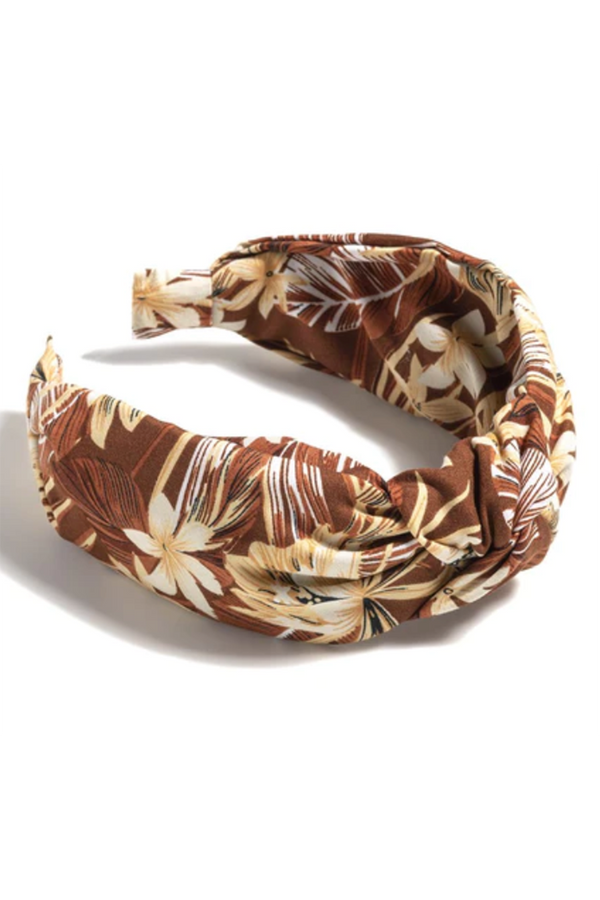 Fashion Women's Headband - Knotted Floral Brown