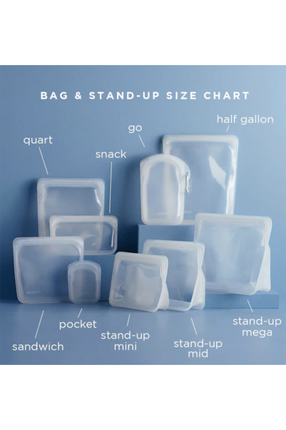 Stasher Reusable Silicone Half Gallon Bag, Clear 