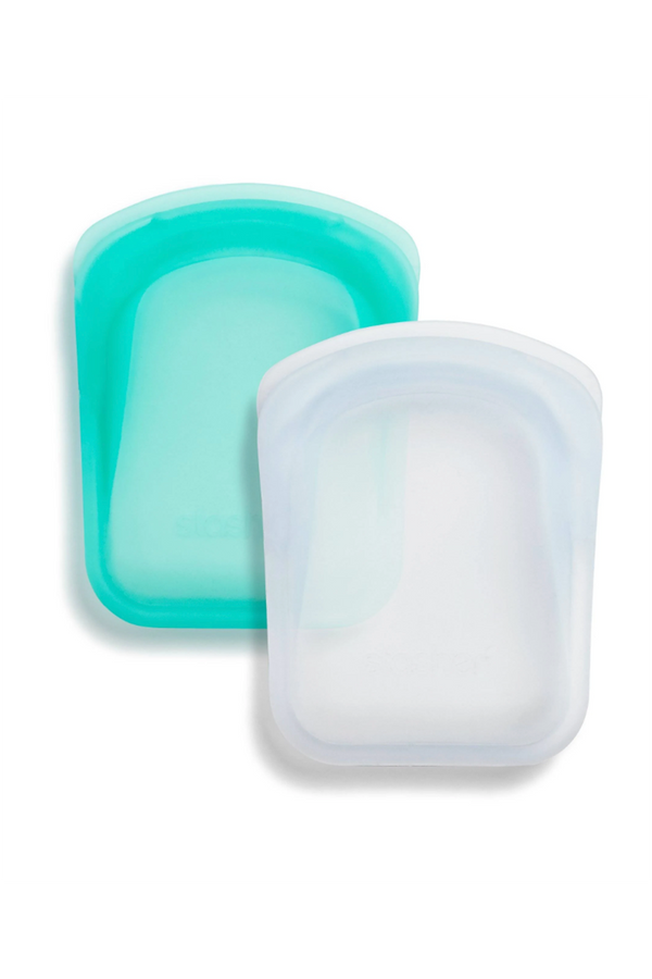 Stasher Reusable Silicone Bag - POCKET 2 PACK Clear + Aqua