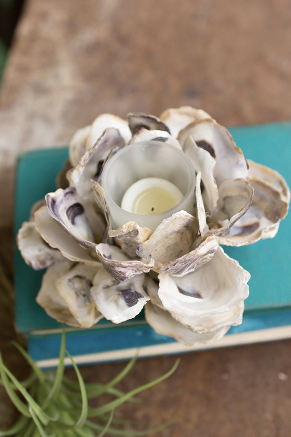 Oyster Shell Flower Votive Holder