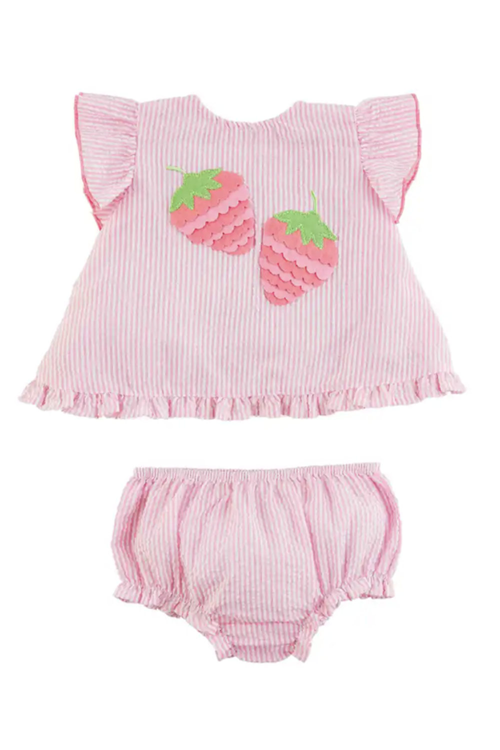 Strawberry Seersucker Pinafore Outfit