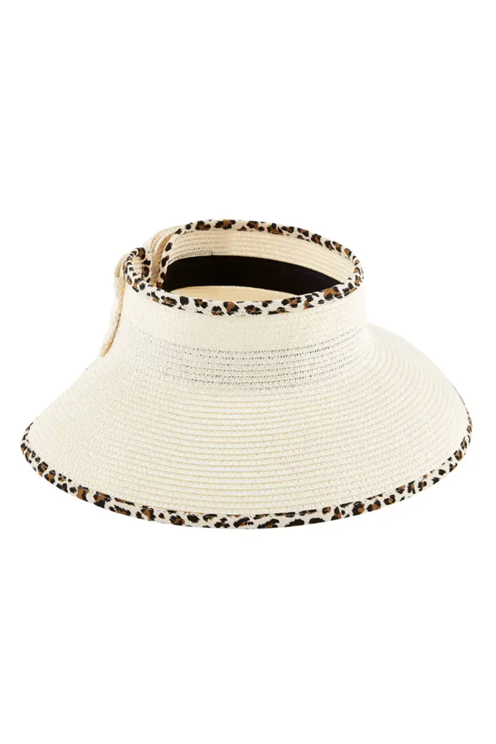 Leopard Trim Bow Visor - Cream