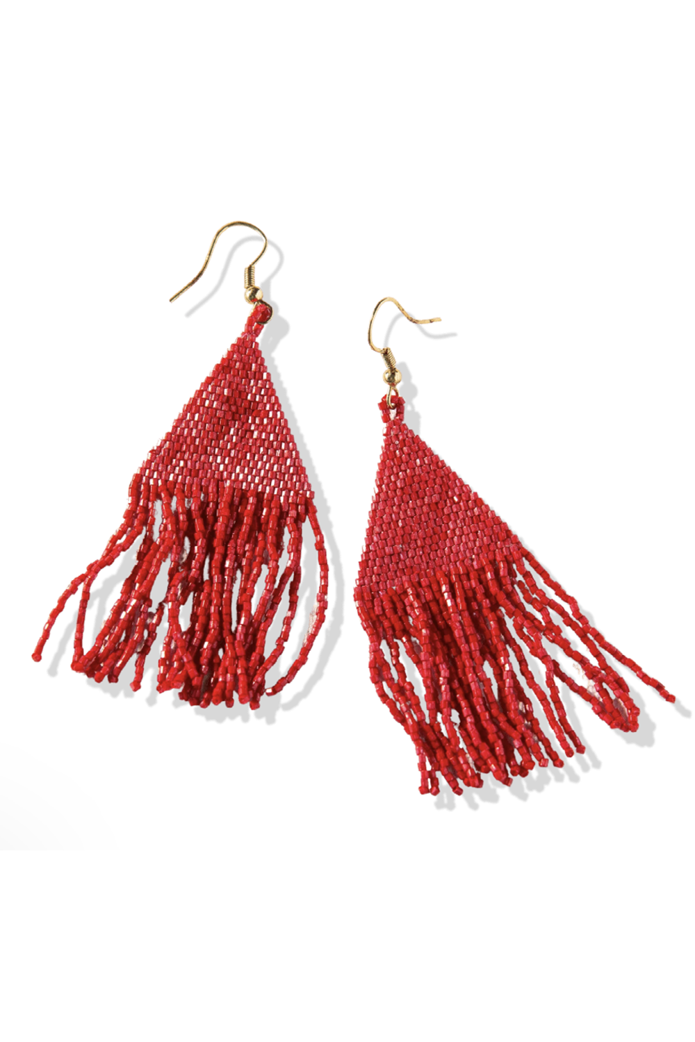 Lexie Solid Beaded Fringe Earring - Scarlet