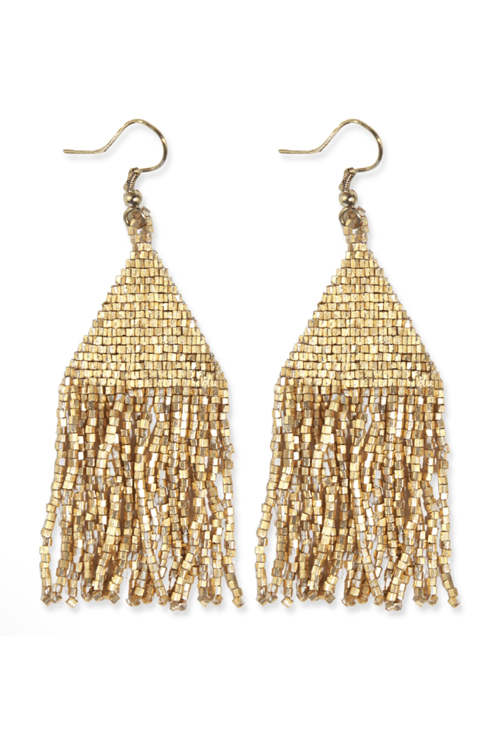 Lexie Solid Beaded Fringe Earring - Gold