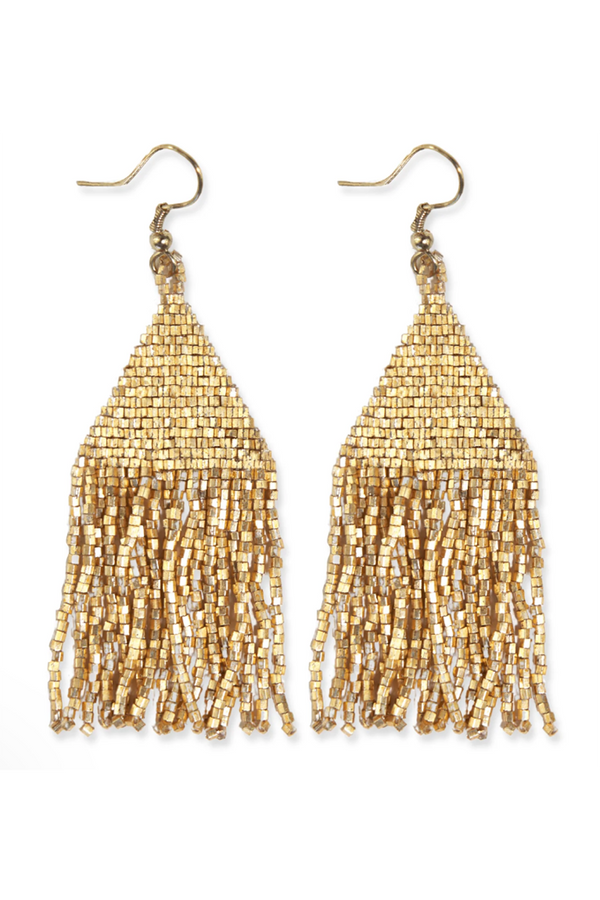 Lexie Solid Beaded Fringe Earring - Gold