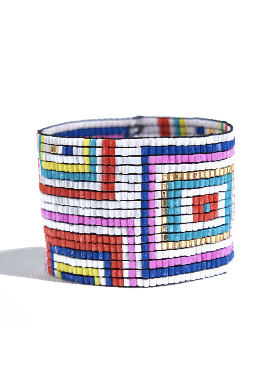 Penelope Rectangles Stretch Bracelet - Neon White