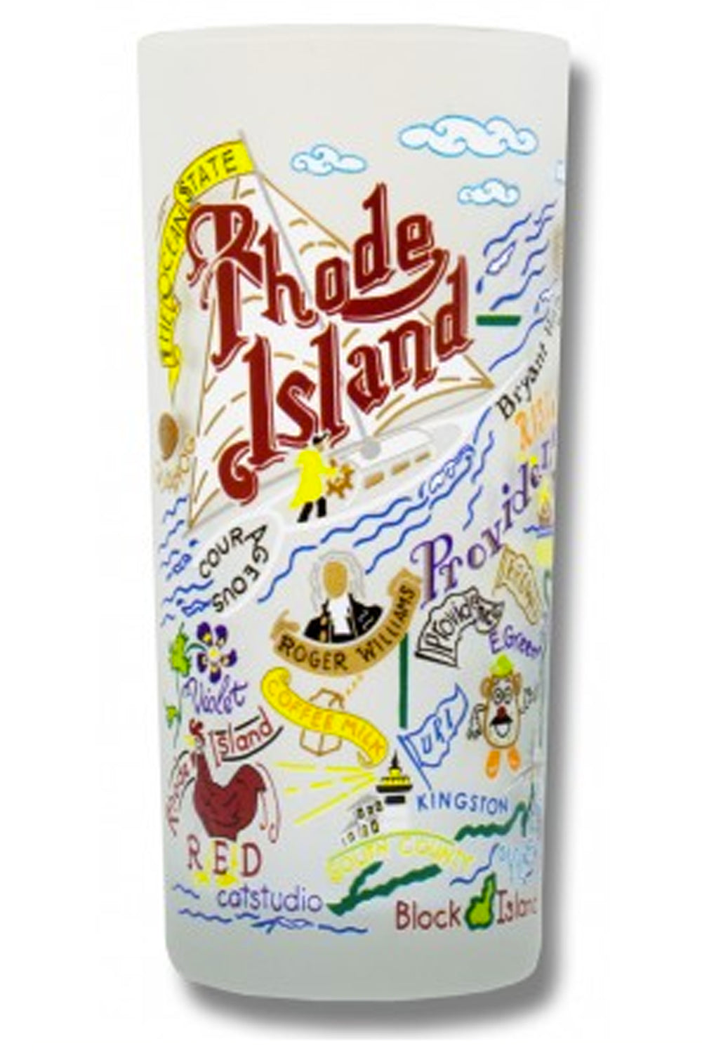CS Frosted Glass Tumbler Cup - Rhode Island