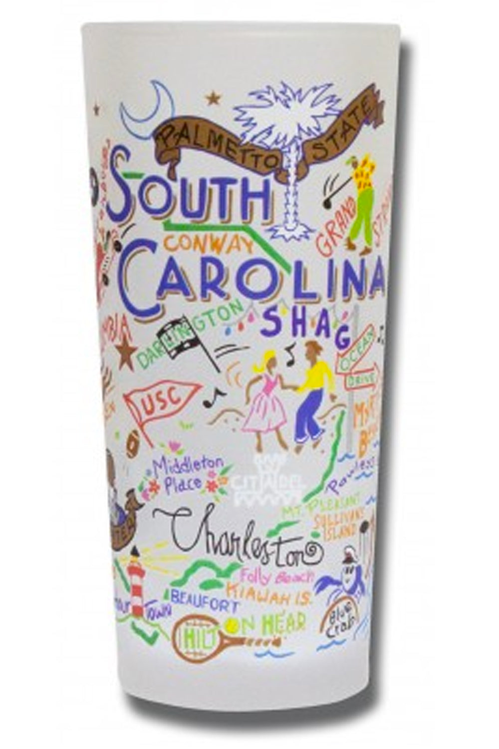 CS Frosted Glass Tumbler Cup - South Carolina