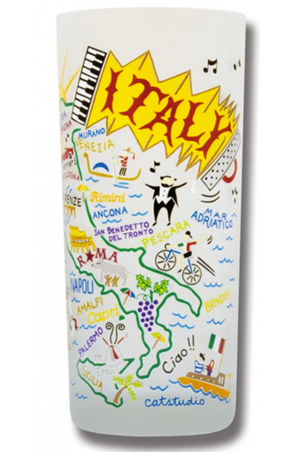 CS Frosted Glass Tumbler Cup - Italy