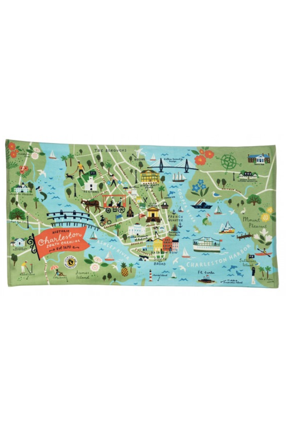 SIDEWALK SALE ITEM - Destination Map Beach Towel - Charleston