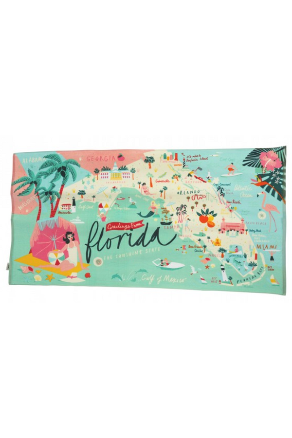 Destination Map Beach Towel - Florida