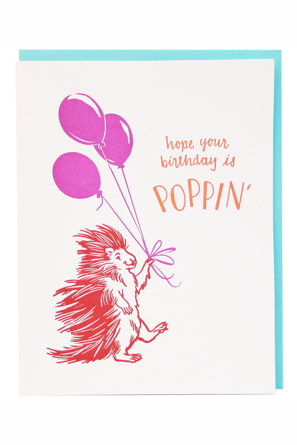 Smudgey Greeting Card - Birthday Poppin Porcupine