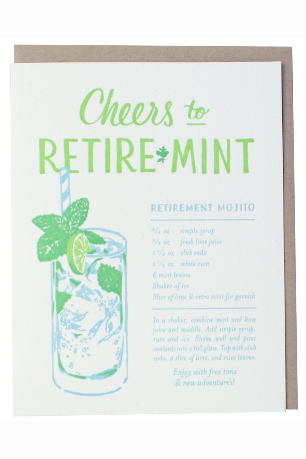 Smudgey Greeting Card - Retirement Mojito