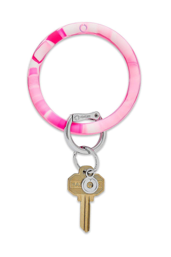 Silicone Big O Key Ring - Marble Tickled Pink
