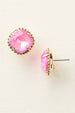 Cushion Cut Solitaire Stud Earring - Ultra Pink