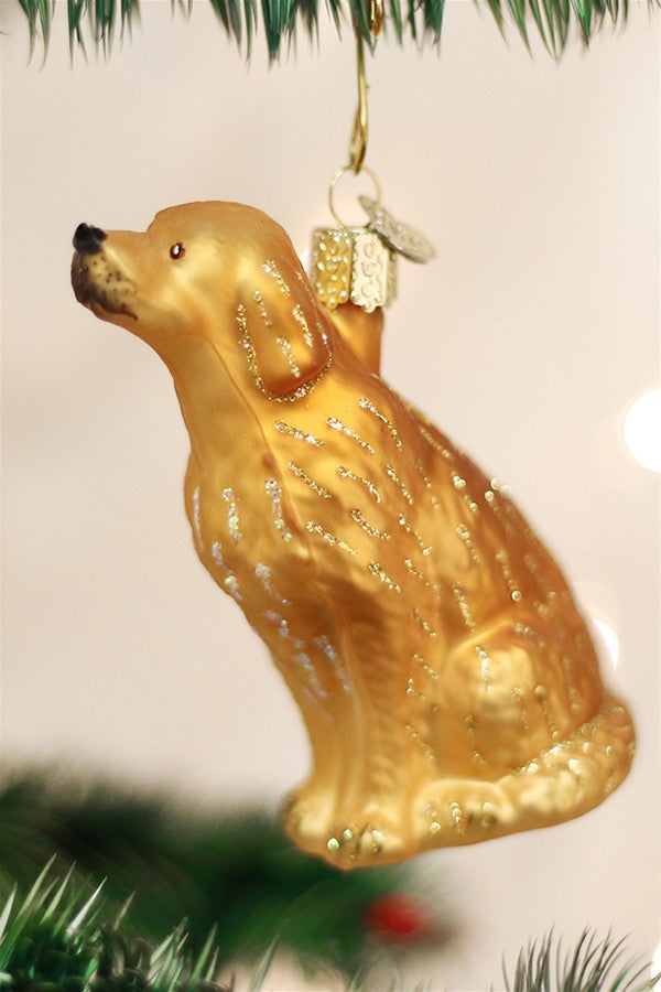 Glass Ornament - Sitting Golden Retriever