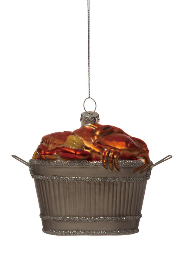 Glass Ornament - Crab Boil Bucket