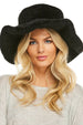 Faux Fur Sherpa Floppy Hat - Black