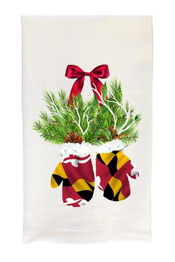 Local Holiday Kitchen Towel - Maryland Flag Mittens
