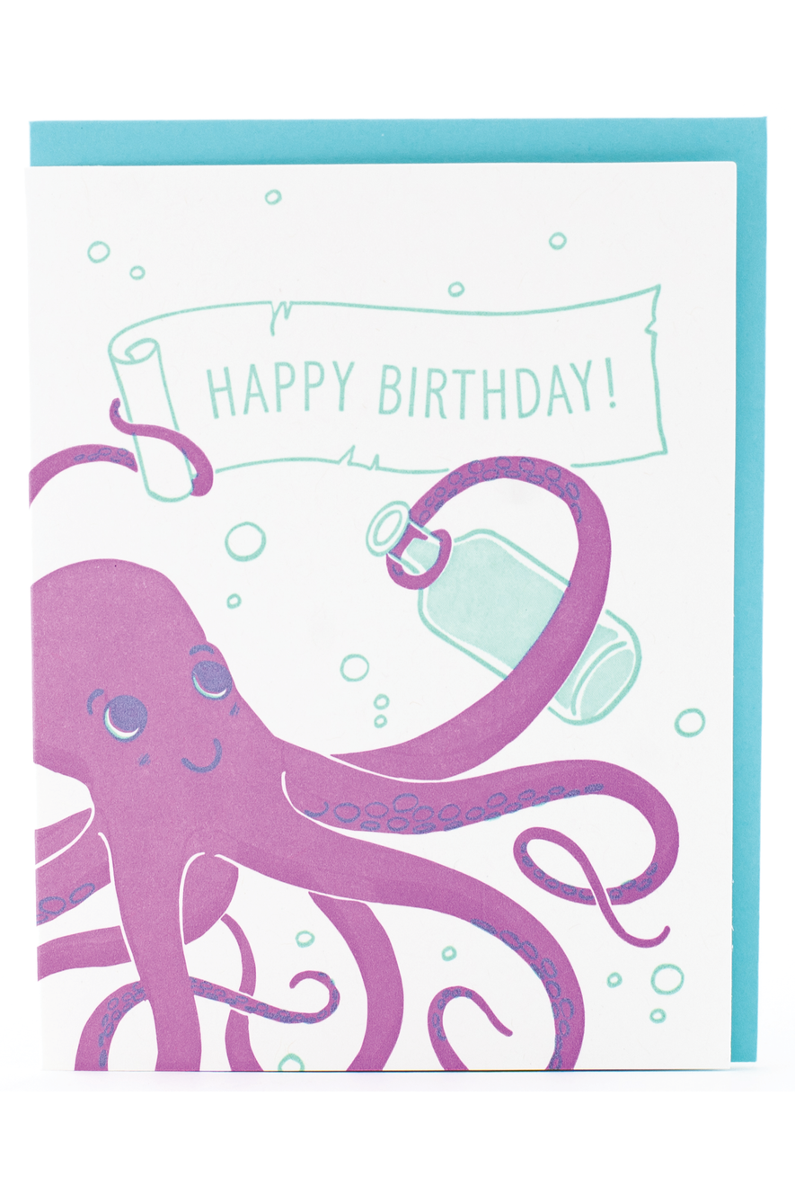 Smudgey Greeting Card - Birthday Octopus