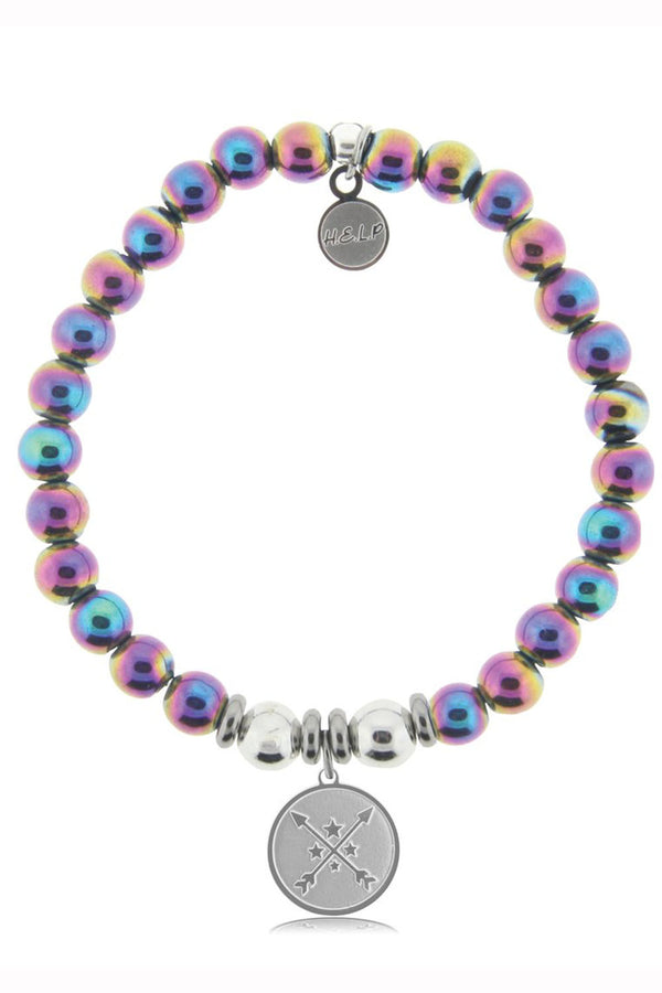 SIDEWALK SALE ITEM - Tiffany Jazelle Charity Bracelet - Rainbow Hematite Friendship Arrows