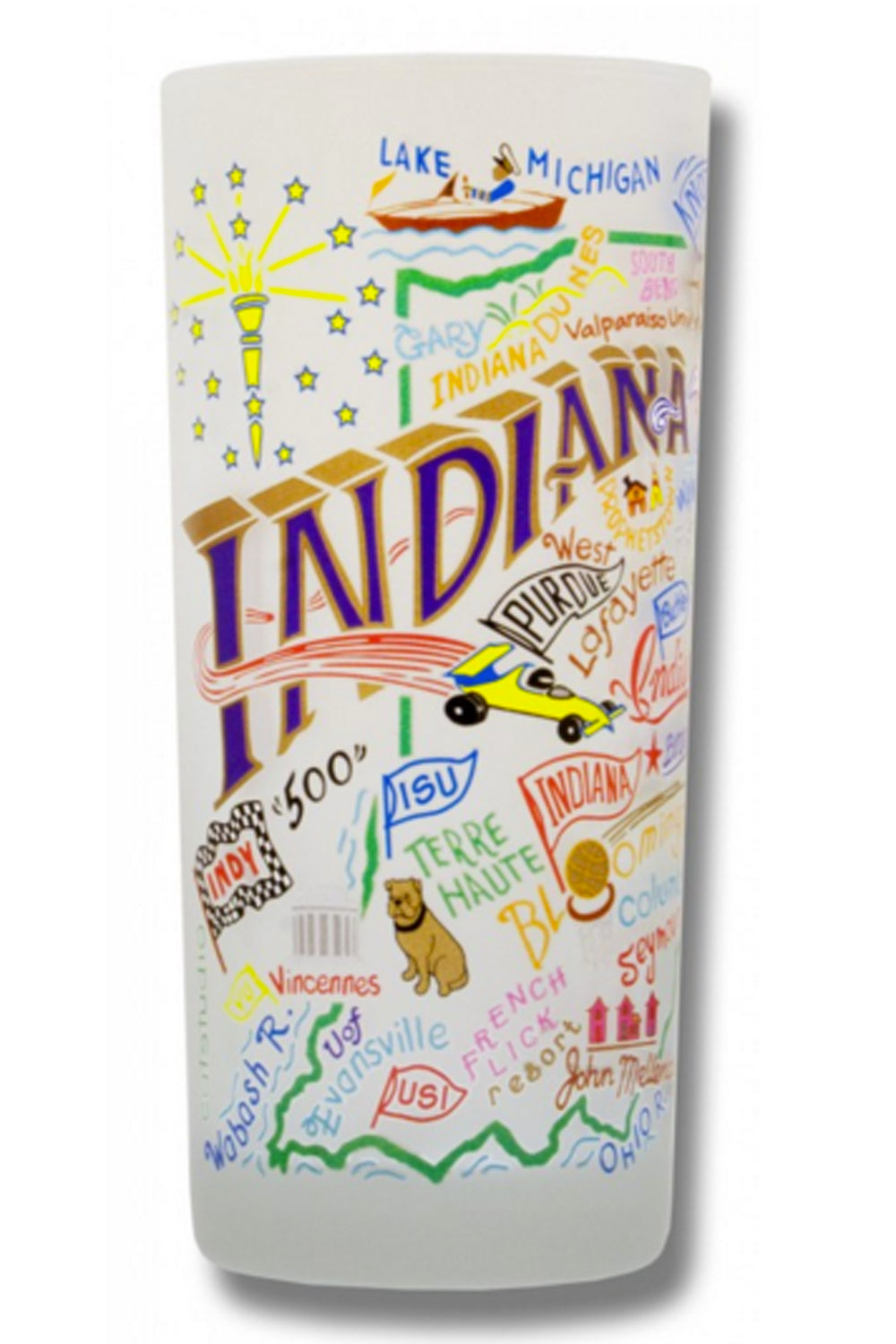 CS Frosted Glass Tumbler Cup - Indiana