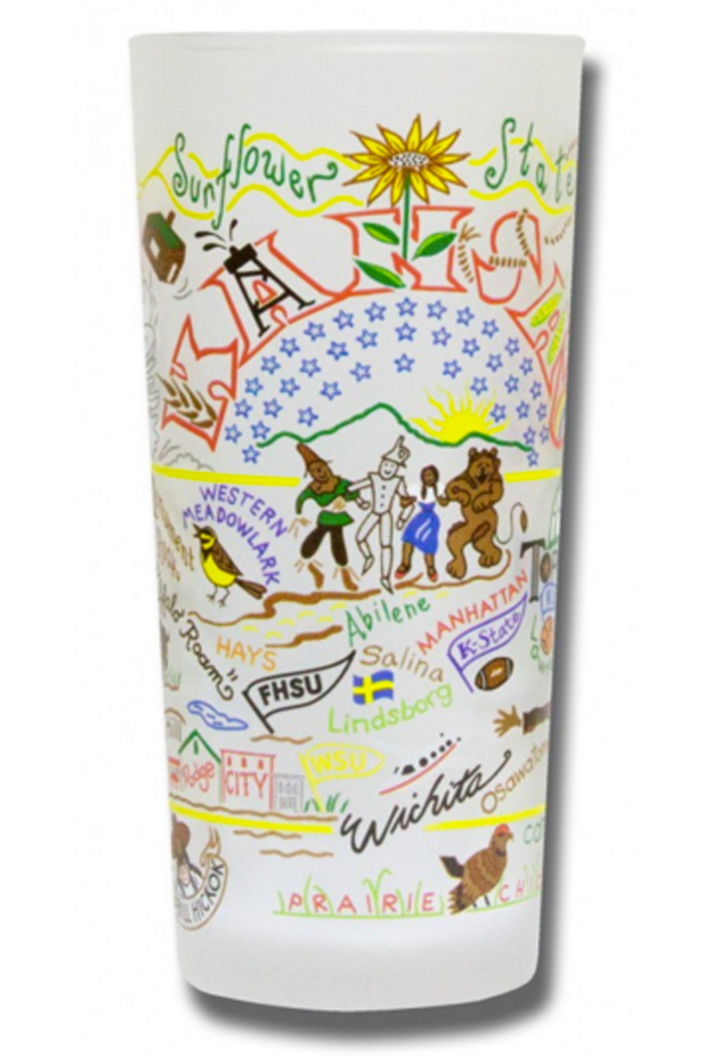 CS Frosted Glass Tumbler Cup - Kansas