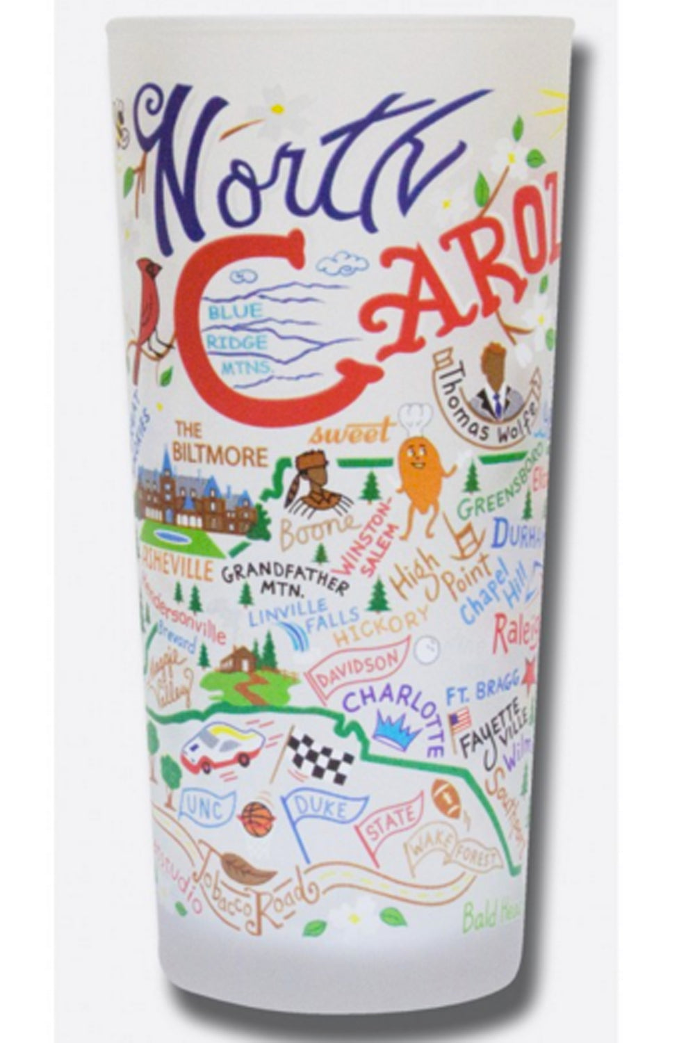 CS Frosted Glass Tumbler Cup - North Carolina