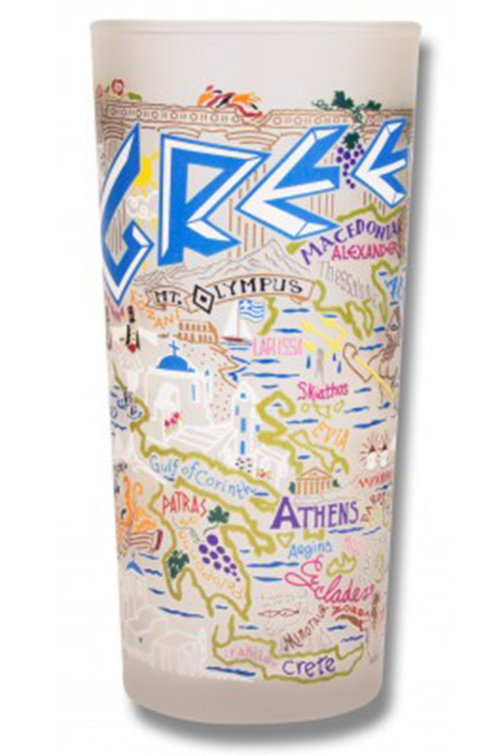 CS Frosted Glass Tumbler Cup - Greece