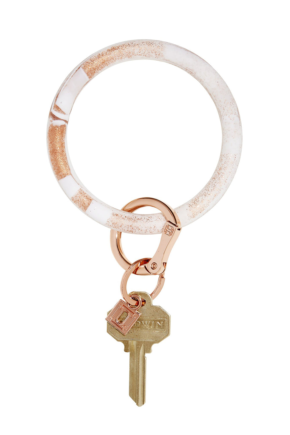 Silicone Big O Key Ring - Marble Rose Gold